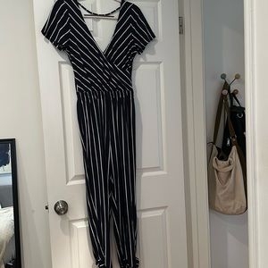 XS P Express jumpsuit blue navy stripe stretchy